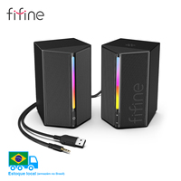 FIFINE Gaming Sound Box with Stereo Surround Sound, USB RGB Speaker with Vol Control for PC,Lattop,PS4/5,TV-Ampligame A20