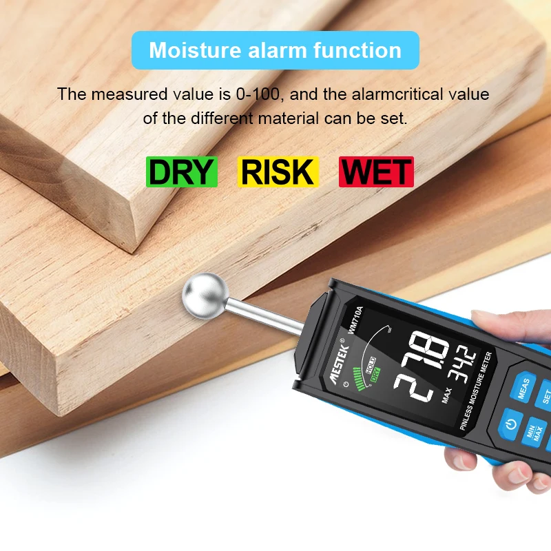 WM710A مقياس مسبار الكرة Mositure ، مبنى خرساني من الخشب المقوى ، اختبار كاشف الرطوبة