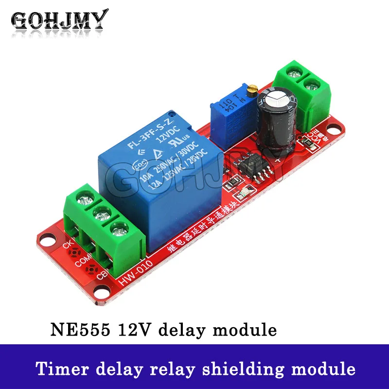 NE555 delay module monostable switch relay delay on/off switch (12V) automotive electrical delay