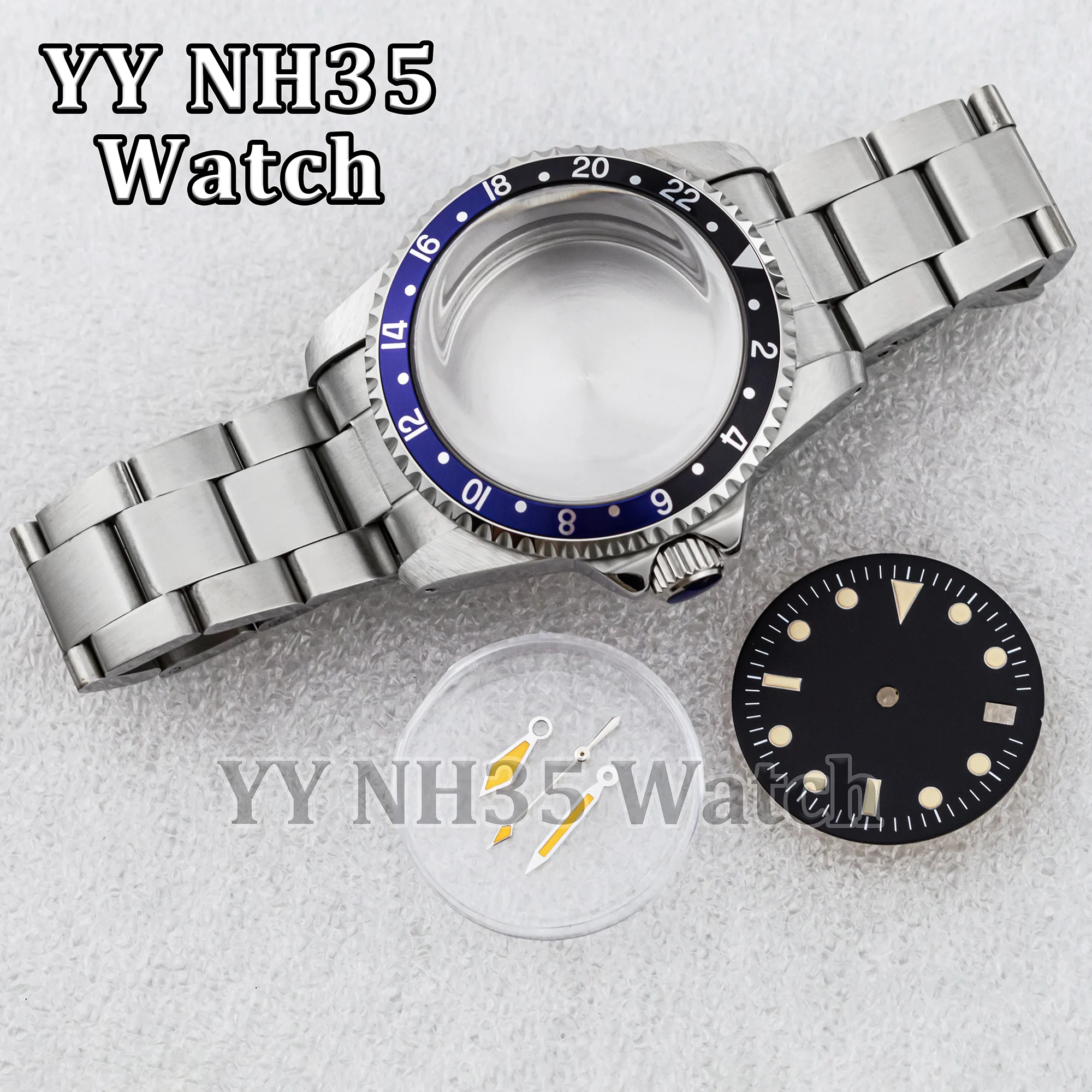 

39mm Case for SUB GMT 10ATM Waterproof Sapphire Glass Stainless Steel Watch Case fit NH35/36 Movement Watch Parts Replacements