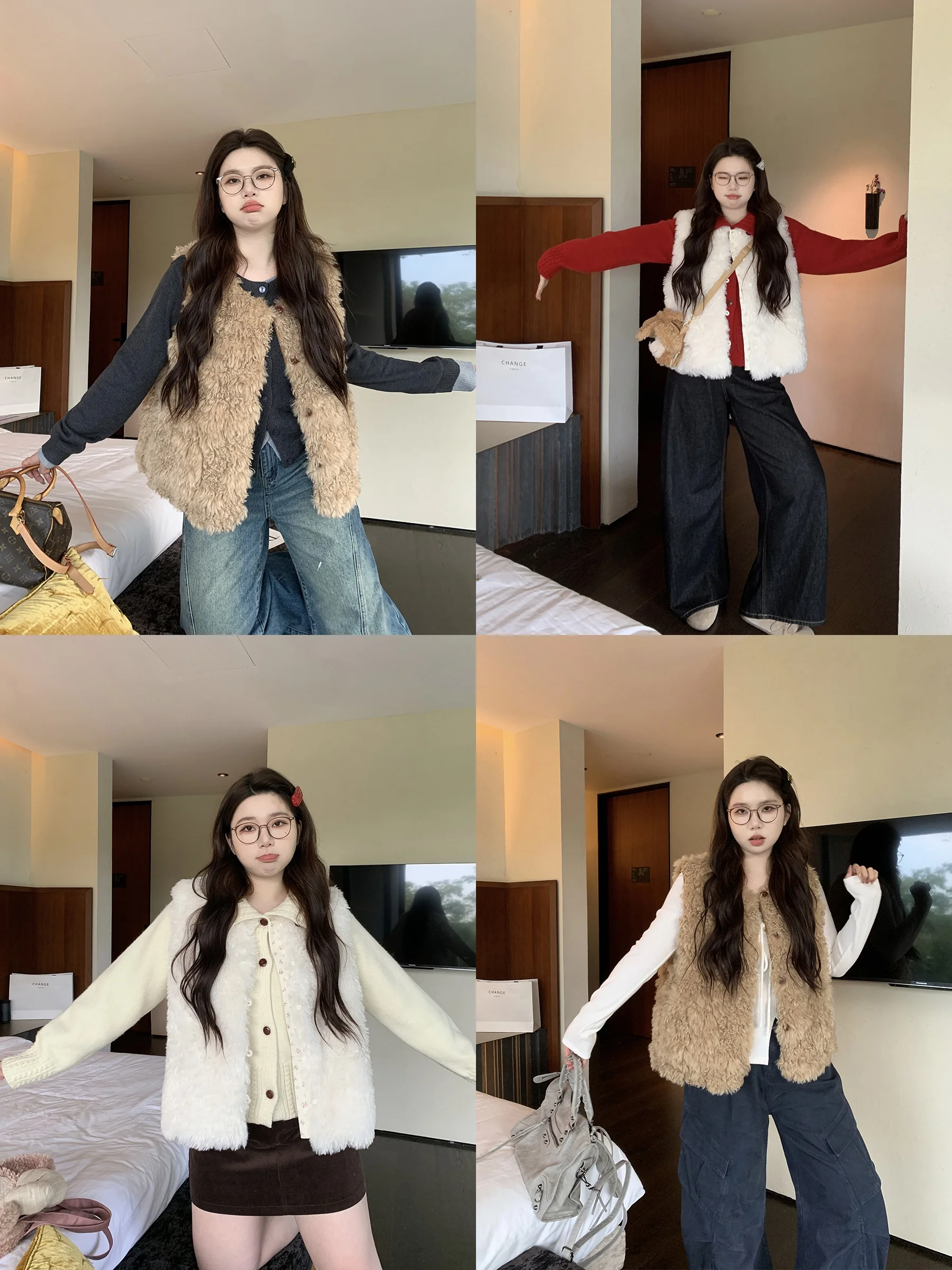 

Faionable Furl Svel Vest Jaet M5T6 Микропухлый каштановый орех молочного цвета Полиэфирное волокно 00% зимняя верхняя одежда