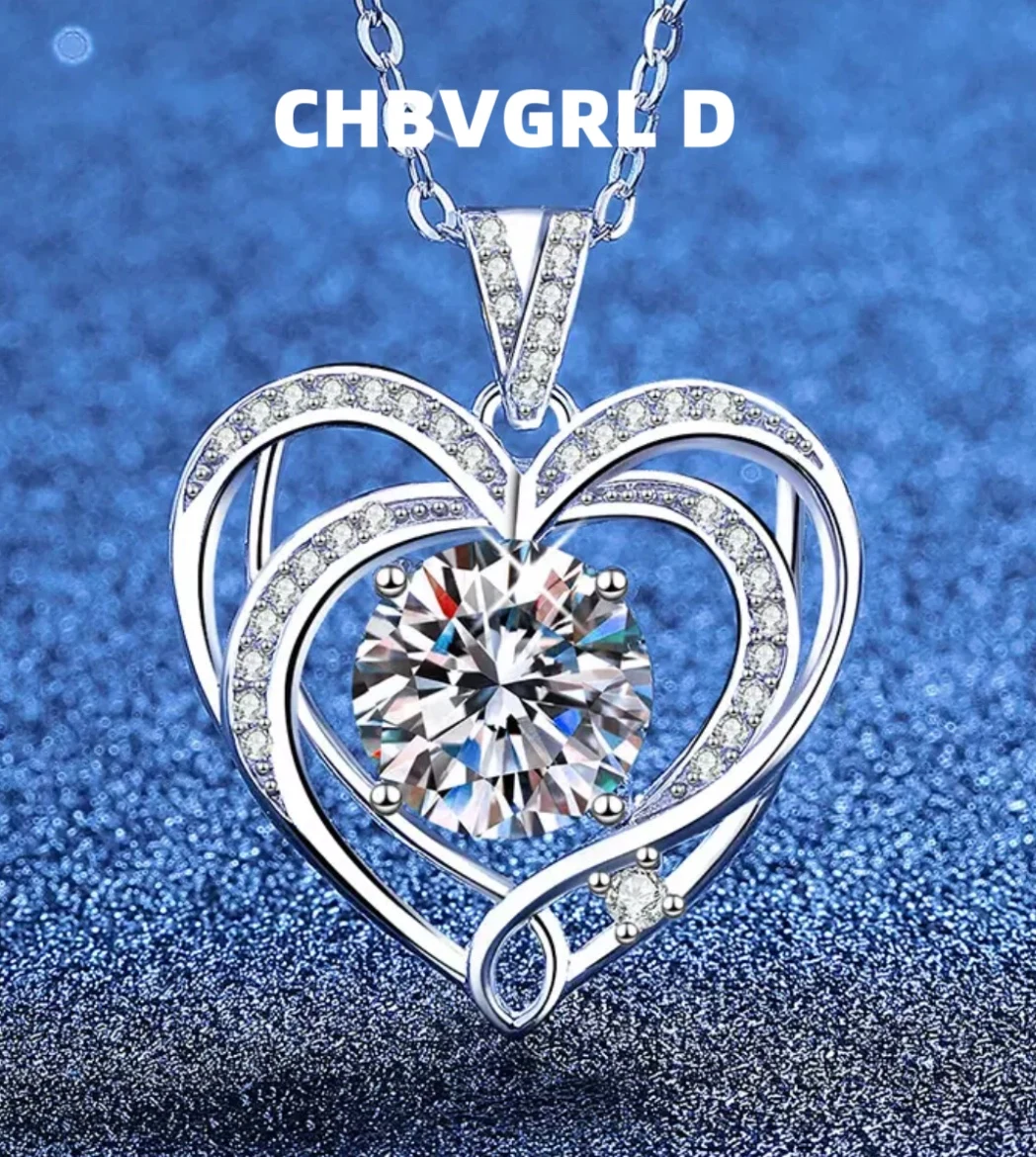 

[Love Forever] Hot Sale 3 Carat Moissanite Pendant 925 Sterling Silver Necklace High-end Heart-shaped Valentine's Day Gift