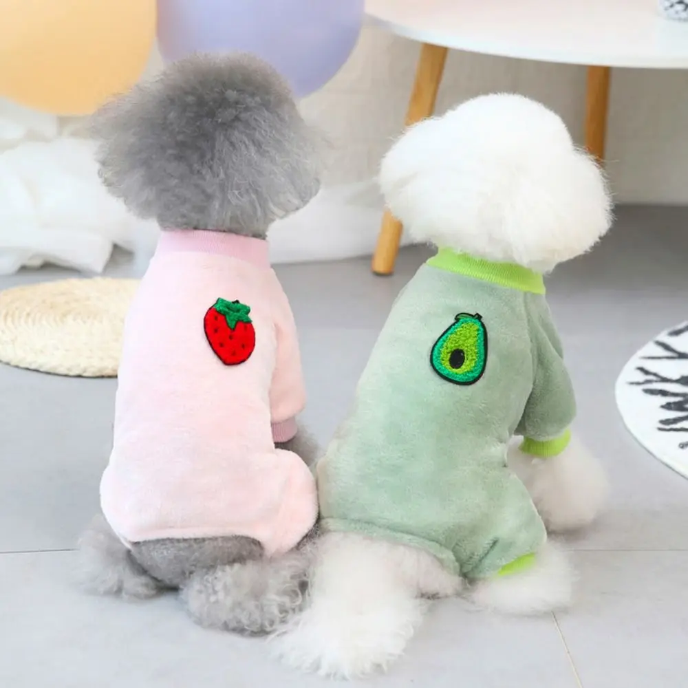 Fruit Printed Dogs Pajamas Soft Comfortable Winter Dog Clothes Fleece Dog Bodysuit Clothing Puppy Clothing Coat for Dogs Puppy