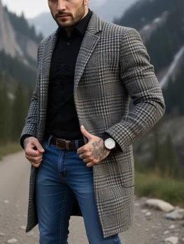 Men's Checkered Winter Coat 2 Winter Must Have Overcoat Men's Classic Checkered Coat Quilted Warmth Slim Single Breasted With Lined EU Sizing Any Occasion 2
