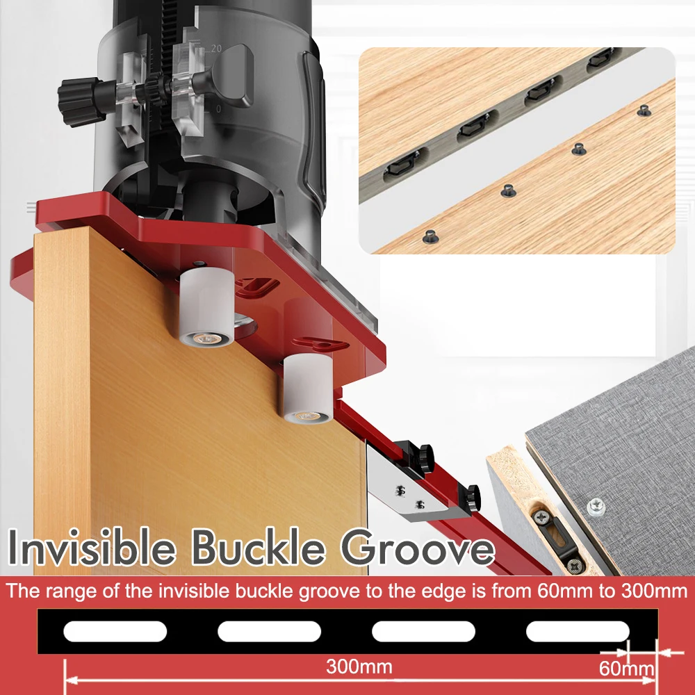 65mm Trimming Machine Router Base Plate Kit, Woodworking Jig for Invisible Buckle Groove Slotting, Circle Milling Straight‑Edge