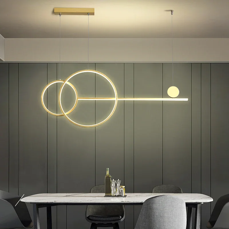 Modern and Simple Dining Room LED Pendant Golden Key Shape Personality Living Room Dining Table Bar Counter Commercial Light