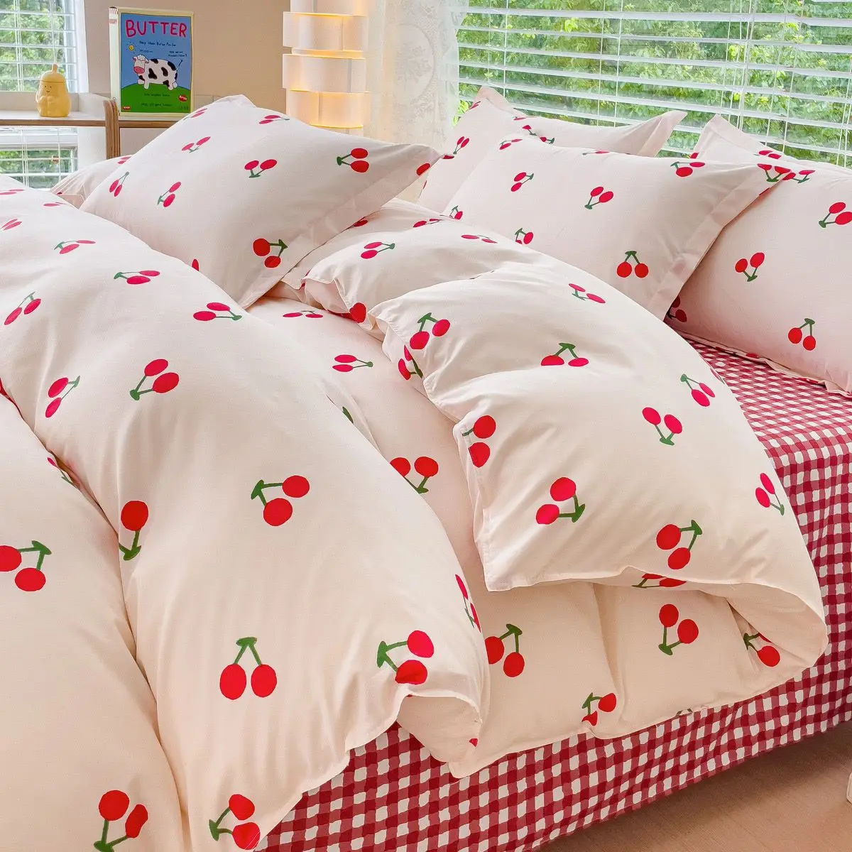 Cute Rabbit Bedding Set Ins Single Queen Size Duvet Cover No Filler Flat Sheet Pillowcase Kids Adult Home Hotel Bed Linens