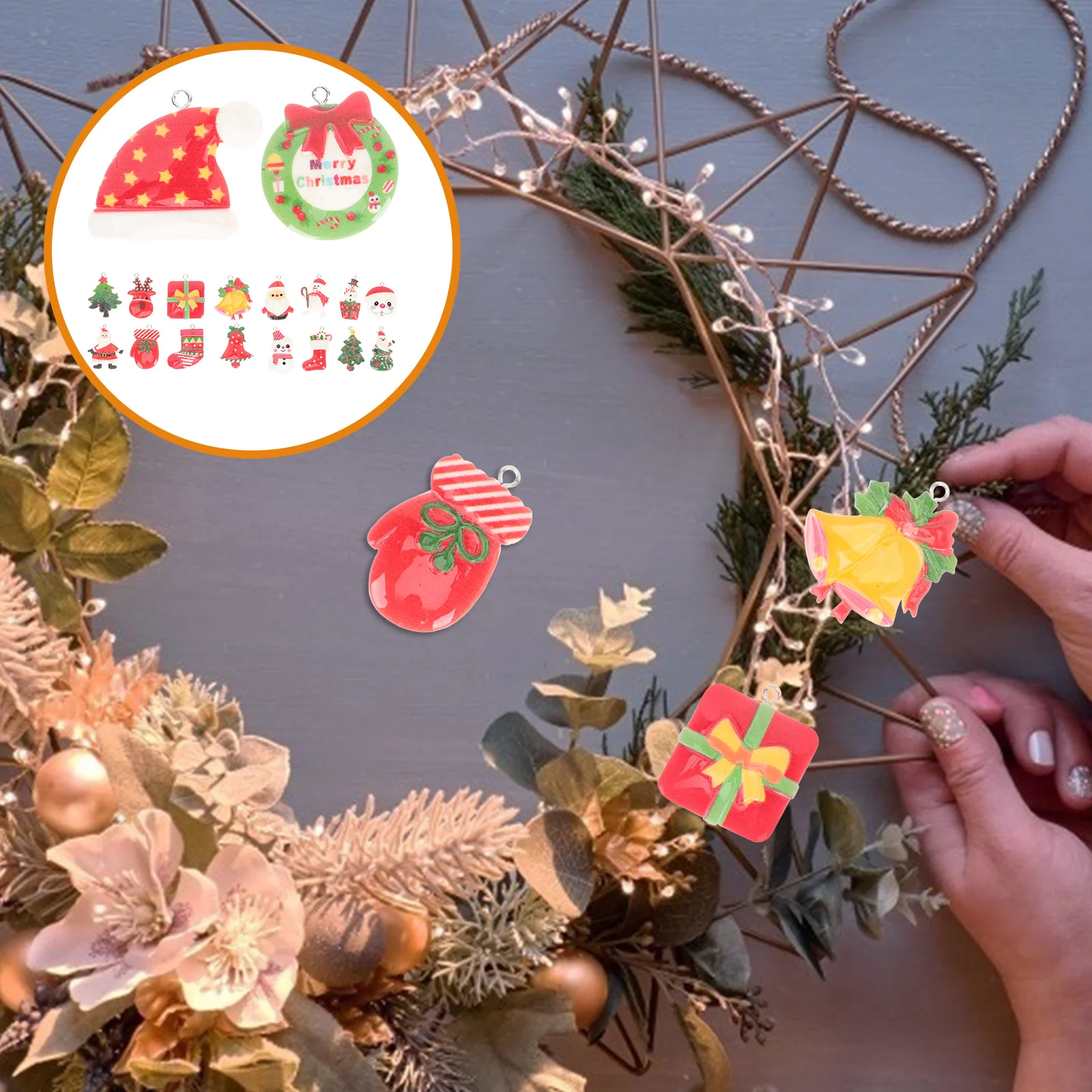 

18pcs Christmas Tree Decorations Resin Charms Exquisite DIY Pendants Creative Xmas Ornaments Durable Small Pendant for Home