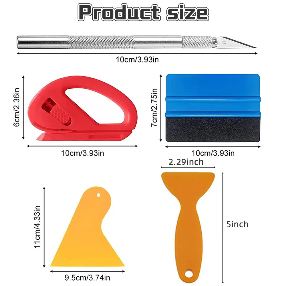 Kit de herramientas de envoltura de película para coche, juego de escurridor, cortador raspador de vinilo para ventana de vehículo, herramientas de