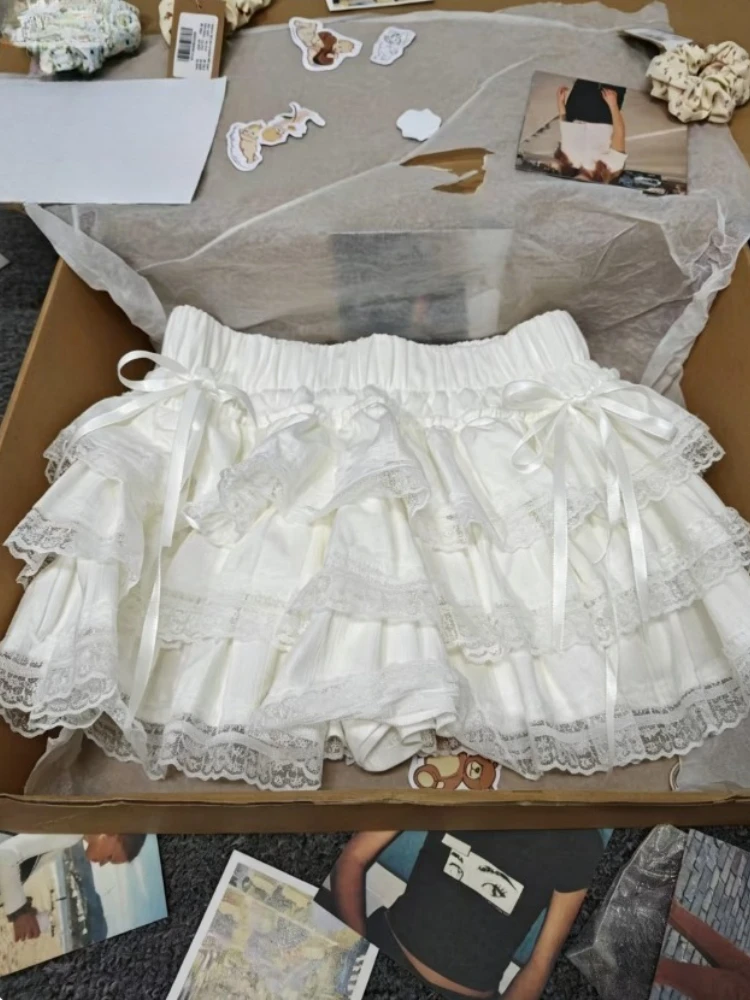 

Harajuku Sweet Kawaii Princess Lolita Vintage Cake Skirt Lace Ruffled Mini Skirt Y2K Frill Party Womens Short Skirt Faldas Mujer
