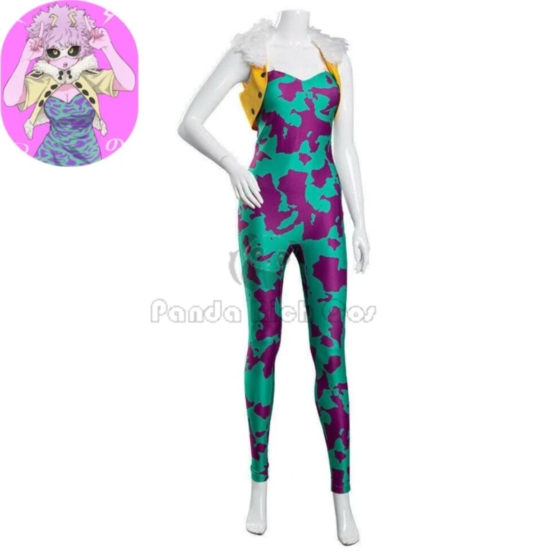 Anime Mijn Ashido Mina Cosplay Kostuum Held Mina Pruik Montage Jumpsuits Academia Hoofddeksels Vrouw Halloween Carnaval Set