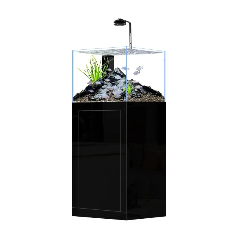 Fish tank living room 2025 new small ultra-white glass ecological bottom filter desktop household vertical stream tank aquarium