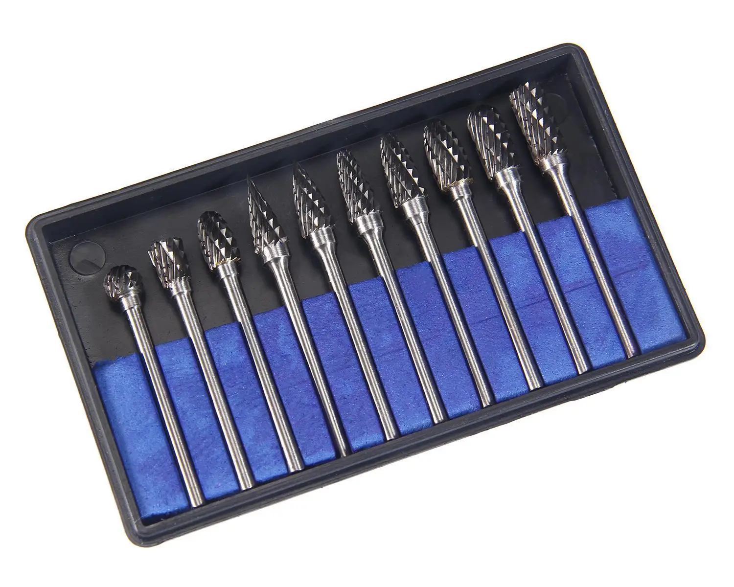 10pcs Tungsten Carbide Burrs Set 3/6MM Shank Double Cut Solid Carbide Rotary Burr Set for Die Grinder Drill