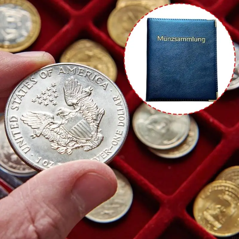 

Leather Coin Collecting Album for Collectors 480 Pockets Coin Collection Book
