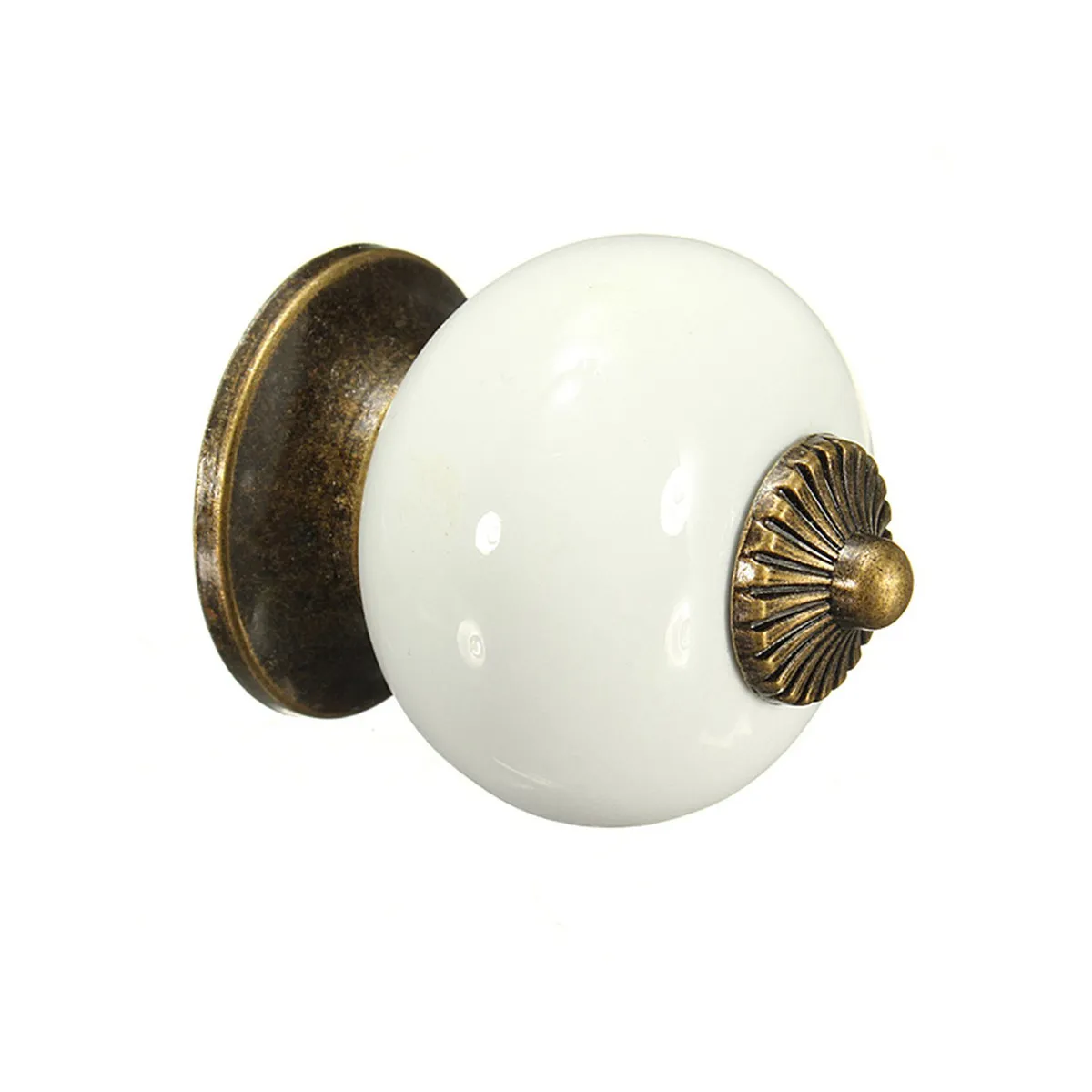 

5Pcs Round Ceramic Door Knobs Hard Ceramic Metal Pull Handles Kitchen Cabinet Drawer Cupboard Wardrobe White 38x38mm Simple