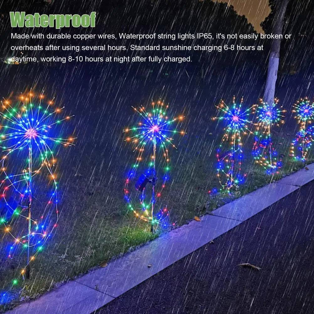 200 LED Lawn Lamp Solar Firework Light Solar Powered Outdoor Colorful Ip65 Waterproof For Garden Lawn Landscape Lamps Holiday