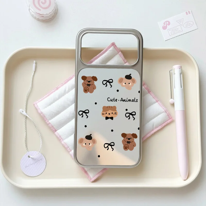 Hochwertige Anti-Sturz-Spiegel-Handyhülle mit niedlichen Tiermotiven FÜR iPhone11/12/13/14/15/16/17 Pro Max AIR PLUS.