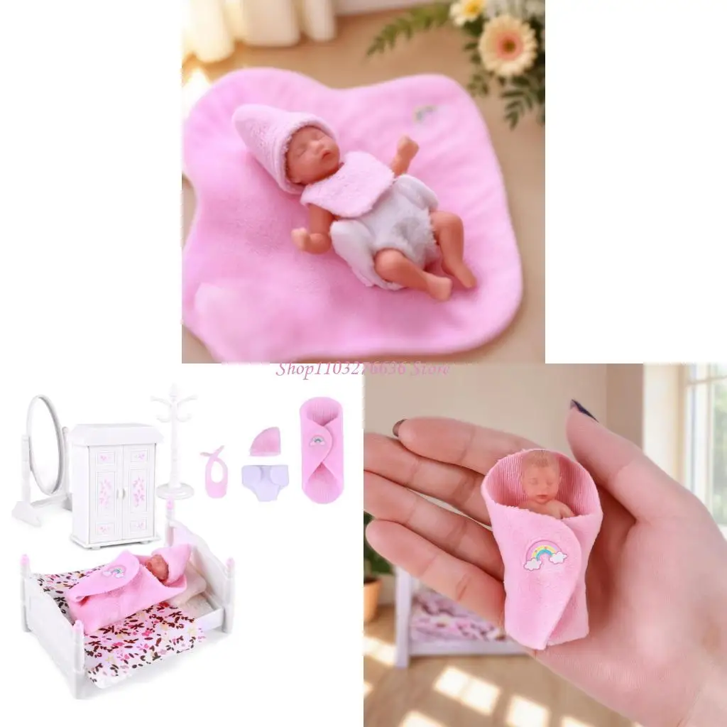 

R6FD 3 -дюймовый силиконовый рефарнс Baby Doll Реалистичная игрушка для новорожденных с домашними аксессуарами для детской для