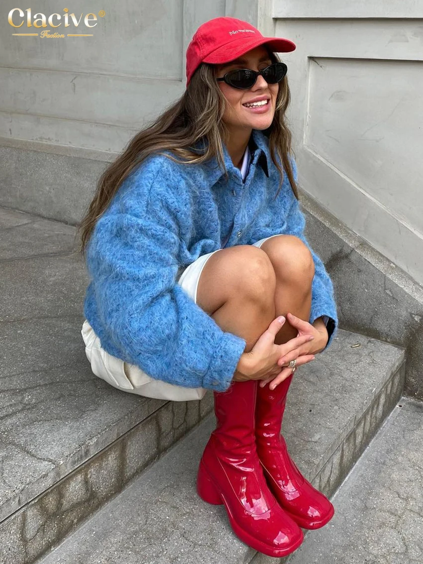 Elegant Women's Blue Lapel Jacket - Casual Office Coat 2024