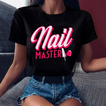 T-shirt graphique de maître d'ongle pour des femmes, chemises drôles d'artiste de module d'ongle de beauté de technicien, magasin de manucure