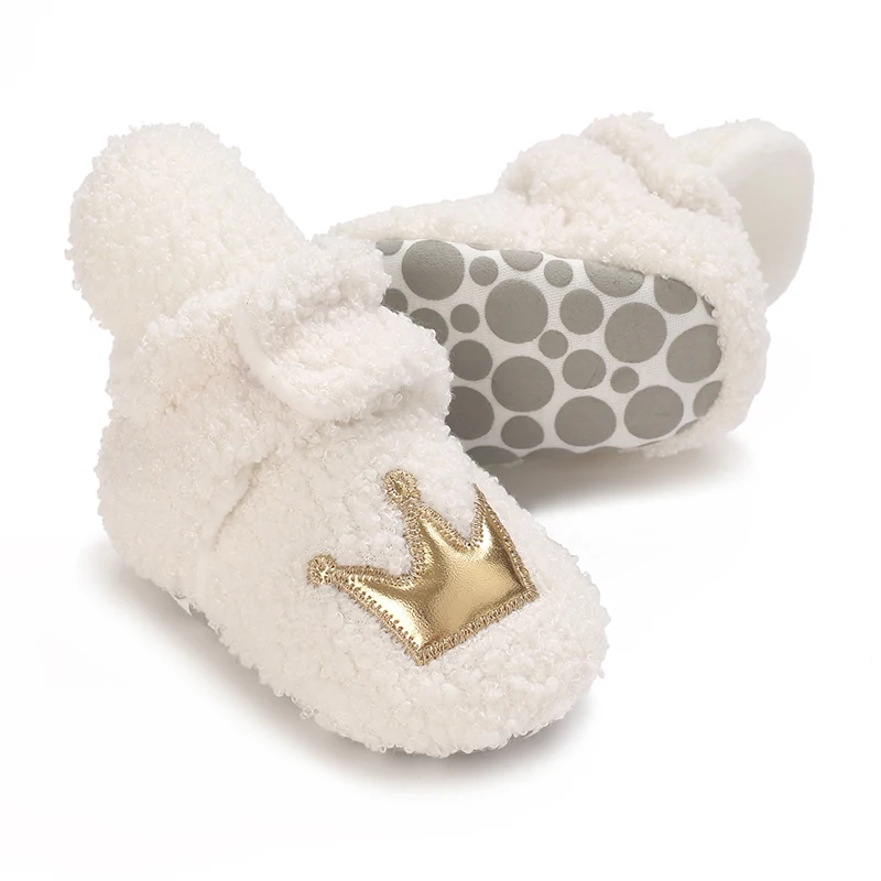 0-1 year old warm baby cotton boots winter thick plush baby snow boots cute casual soft soled casual walking shoes