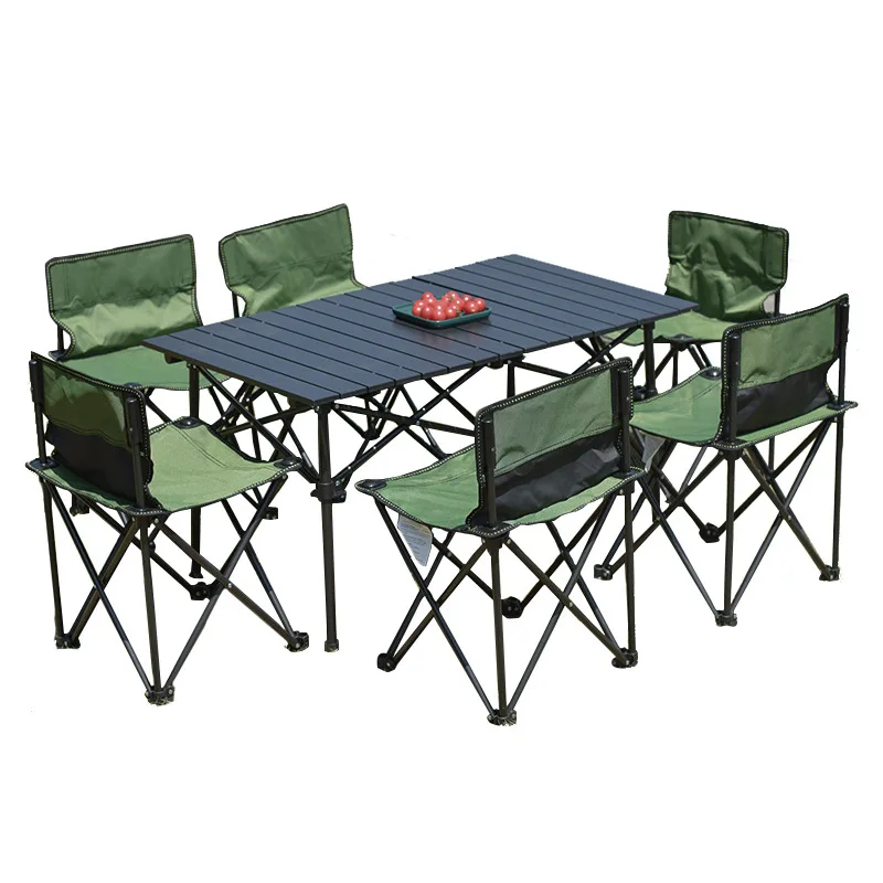 

Outdoor convenient folding table and chair set, picnic picnic barbecue camping set, simple