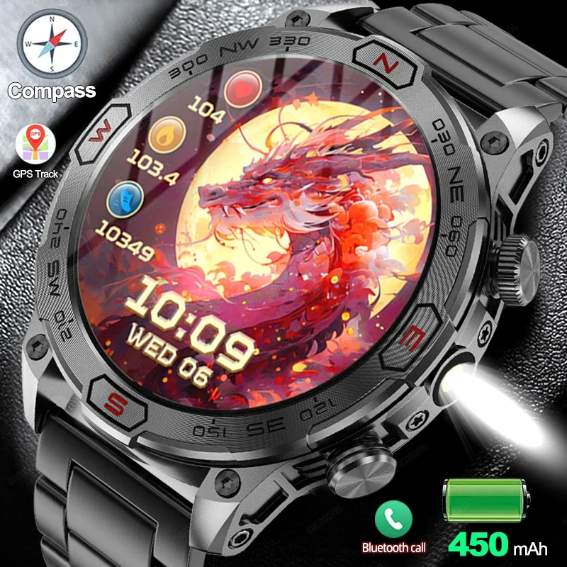 

2024 New Outdoor Smart Watch 1.43" Screen 1ATM Waterproof Watch Men Bluetooth Call Smartwatch GPS Motion Trajectory For Android