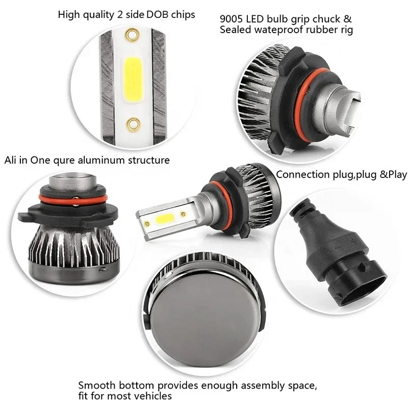 MINI LED Car Headlight H11 H7 Auto LED Bulb Fog Light 9005/HB3 H4 Hi/Lo Car LED Canbus Headlamp Kit 6000k 12V Car Acesssories