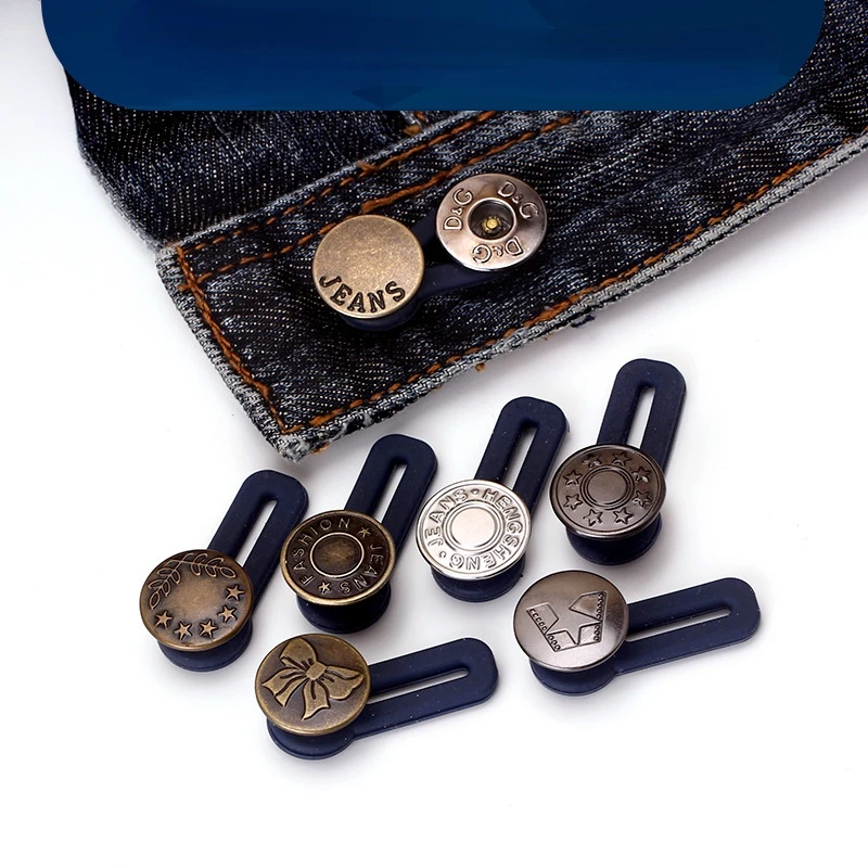 

Extension Button Jeans Flared Waist Adjustment Buckle Rubber Removable Stitch-Free Nail-Free Metal Button R-Button