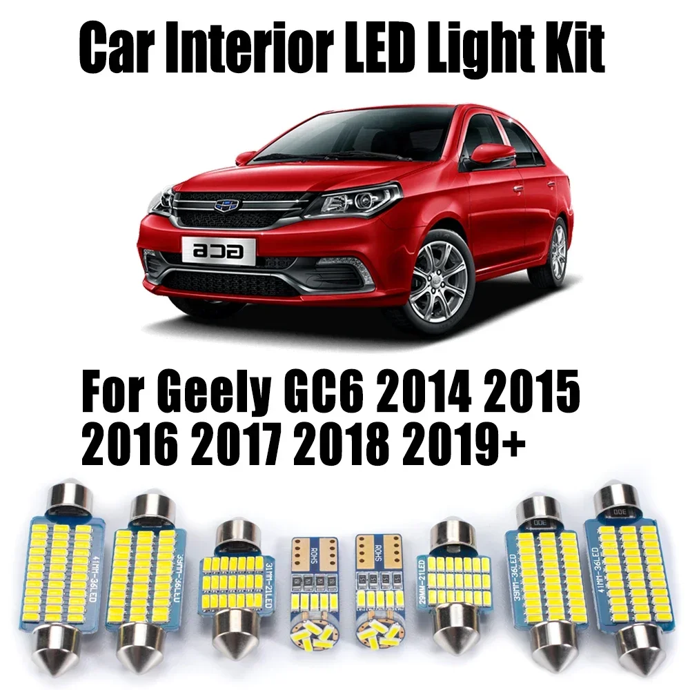 10Pcs Vehicle LED Interior Map Dome Reading Trunk Light Kit Canbus For Geely GC6 2014 2015 2016 2017 2018 2019+ Car Accessories