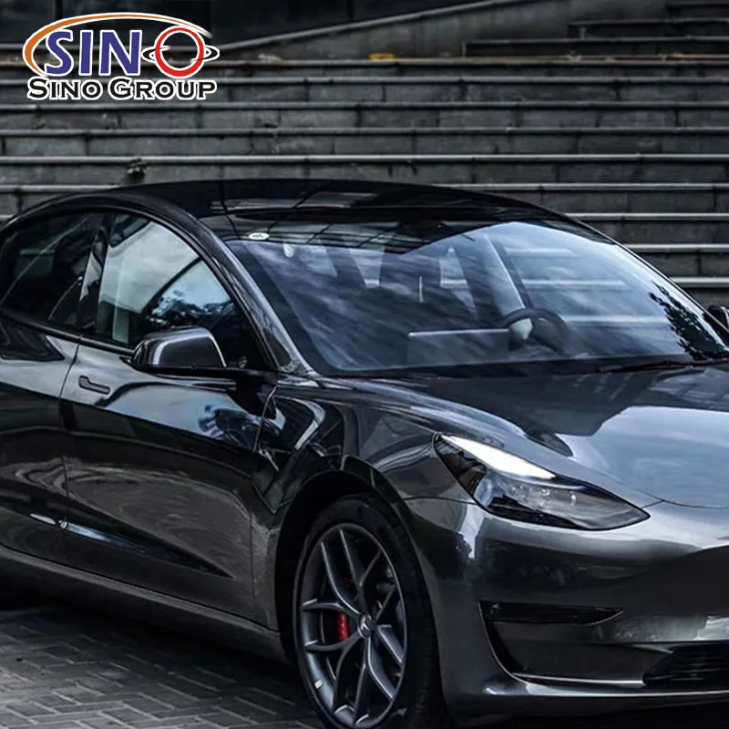 Metallic Black Car Vinyl High Stretchable Anti Scratch Grey Wrapping Vinyl Cars Paint protection Film