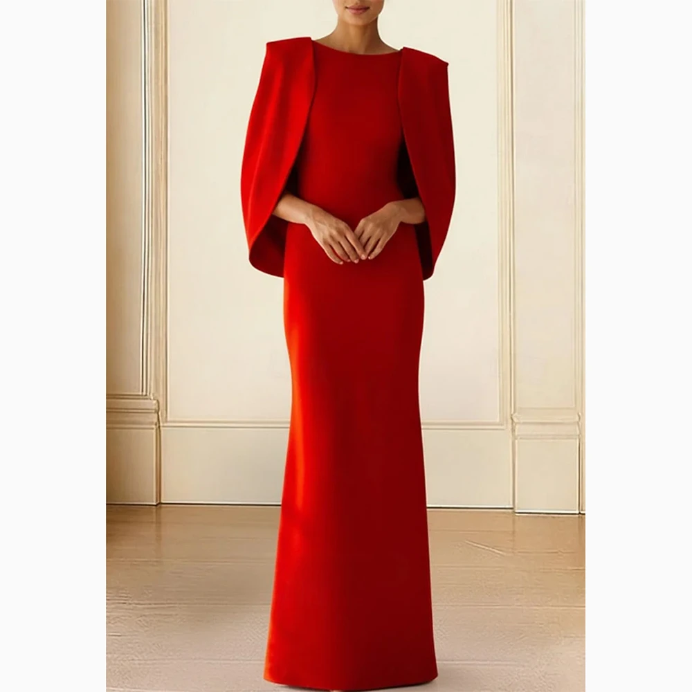 

Simple Red Boat Neck Evening Dress Floor Length Lengant Formal Occasion Evening Gown Straight Party Dress Customized