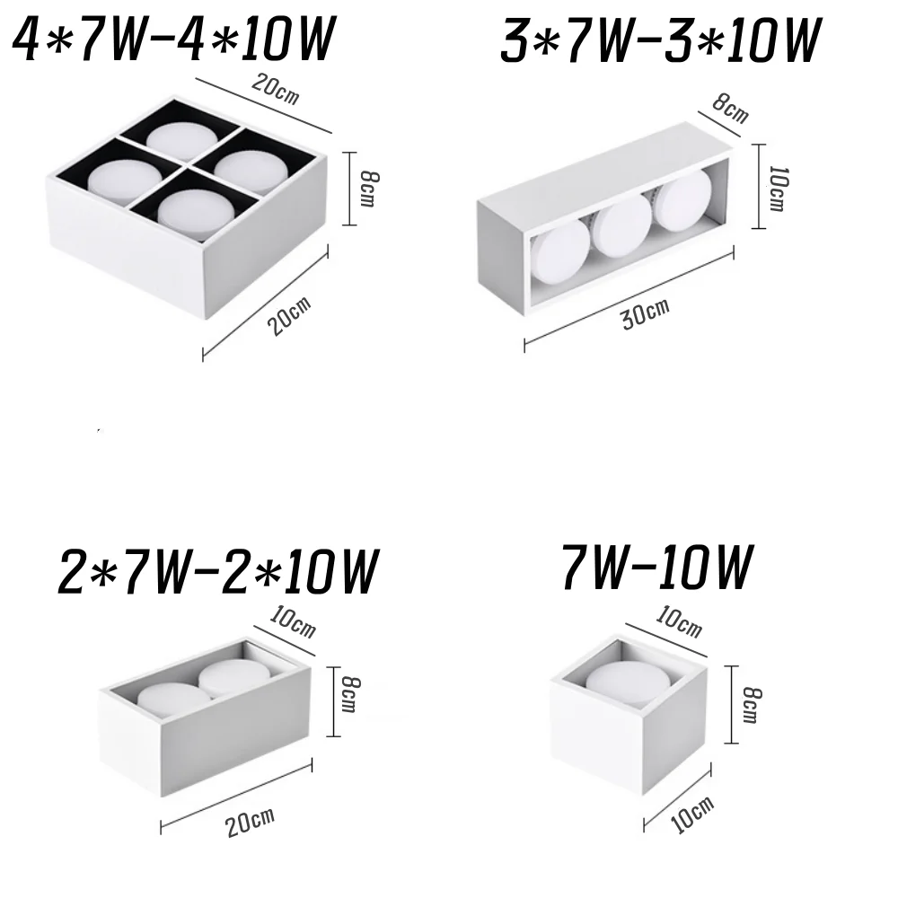 Downlights LED carrés anti-absorbe ouissement, plafonnier GX53, projecteurs à tête secouante, éclairage intérieur, AC 110V, 220V, 7W, 10W, 1 à 4 têtes