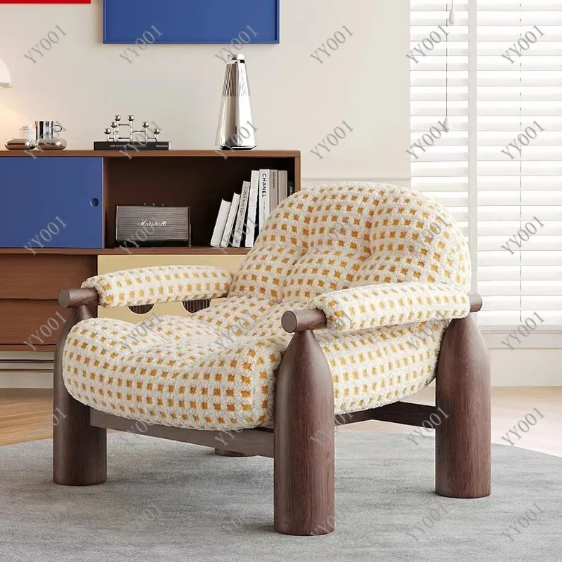 Modern Designer Solid Wood Armchair Memphis Style Accent Chair for Living Room Balcony Lounge