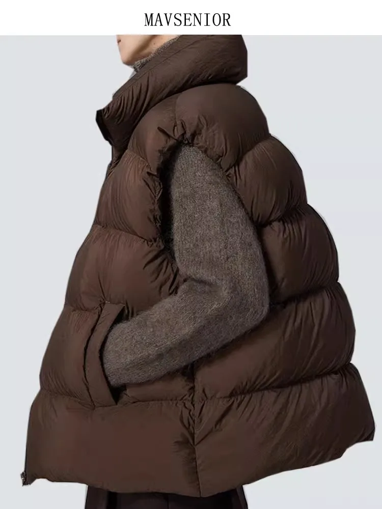 レディース オルト ルーズ ダウンベスト 秋冬 ストリート スタイル ファッション トレンド ホワイト ダウン フェザー ジャケット 大きいサイズ アウター