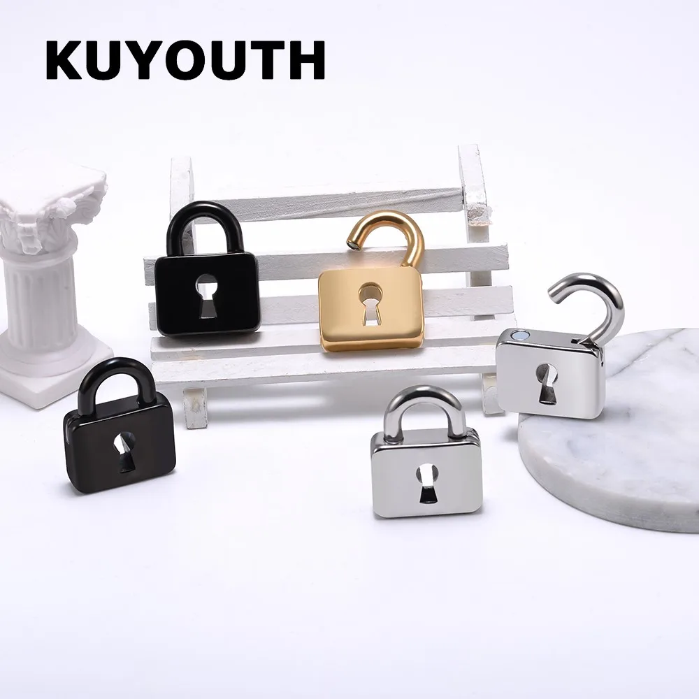 KUYOUTH Fashion Stainless Steel Square Lock Magnet Ear Weight Gauges Body Jewelry Earring Piercing Expanders Stretchers 2PCS