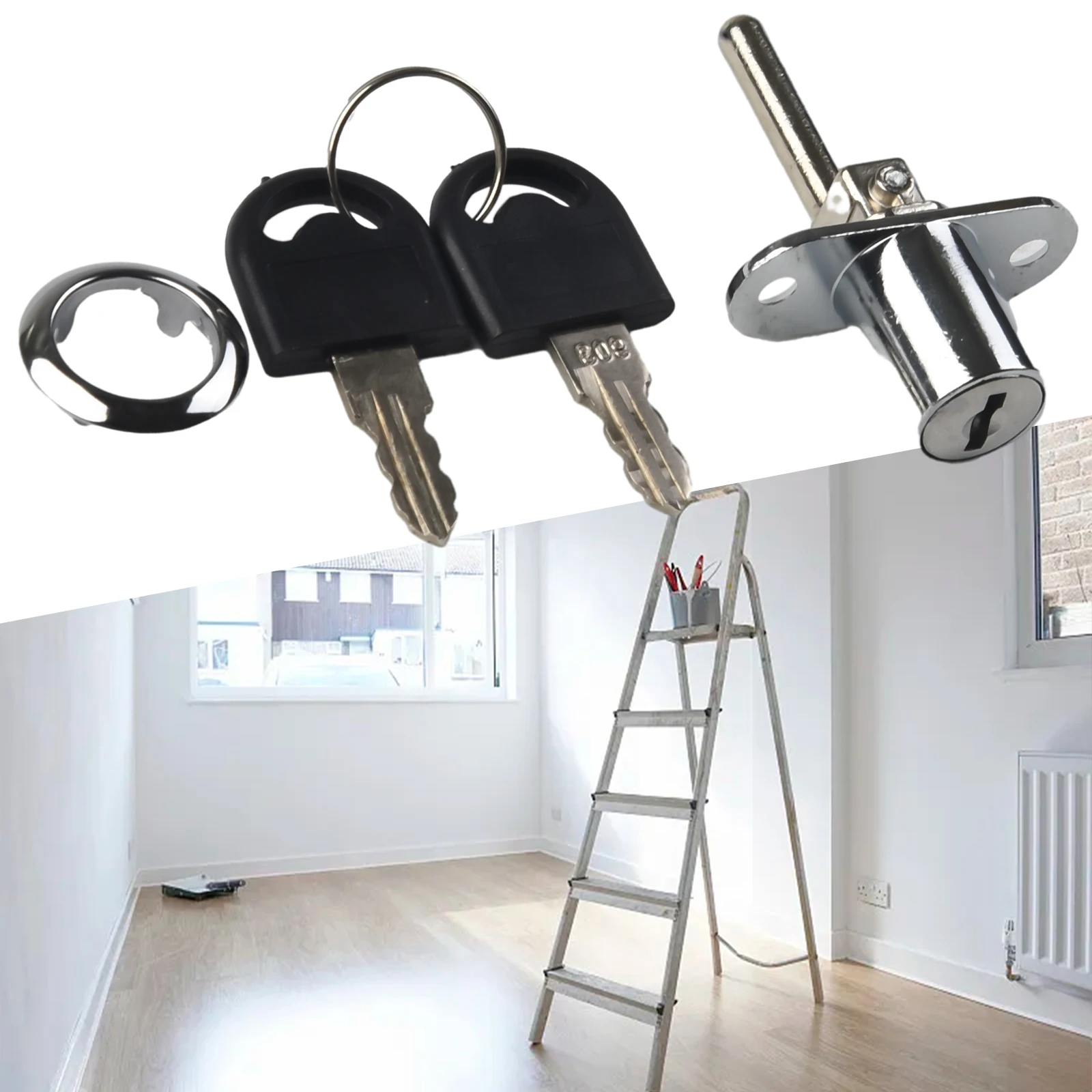 For Cabinet Bookcase Triple Interlock Drawer Lock Zinc Alloy With 2 Keys 100% Original High Quality Home Hardware