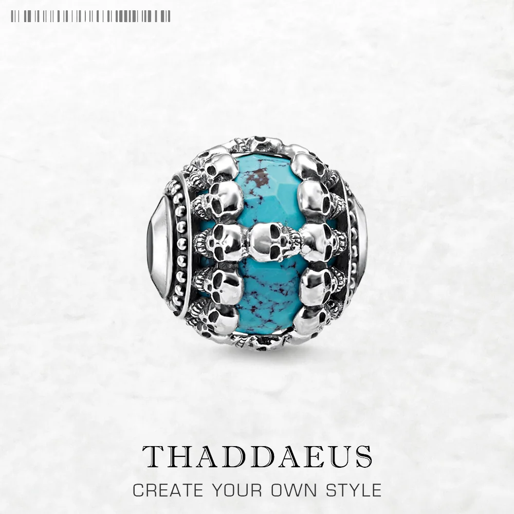 

Beads Blue Stone Skulls New 925 Sterling Silver Karma Charms European Jewelry Accessories Vintage Gift for Women Men