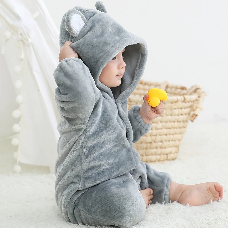 Barboteuse en coton brun pour bébé garçon et fille, pyjama petit ours, costume animal, combinaison, tenue Kigurumi, nouveau