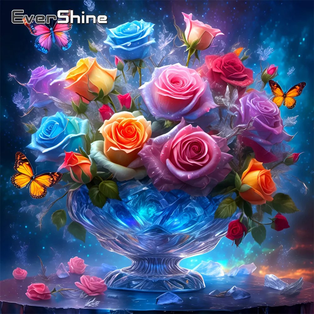 

Алмазная вышивка Evershine: Роза, полная выкладка стразами, картина-раскраска, рукоделие, бабочка, новинка, подарок ручной работы