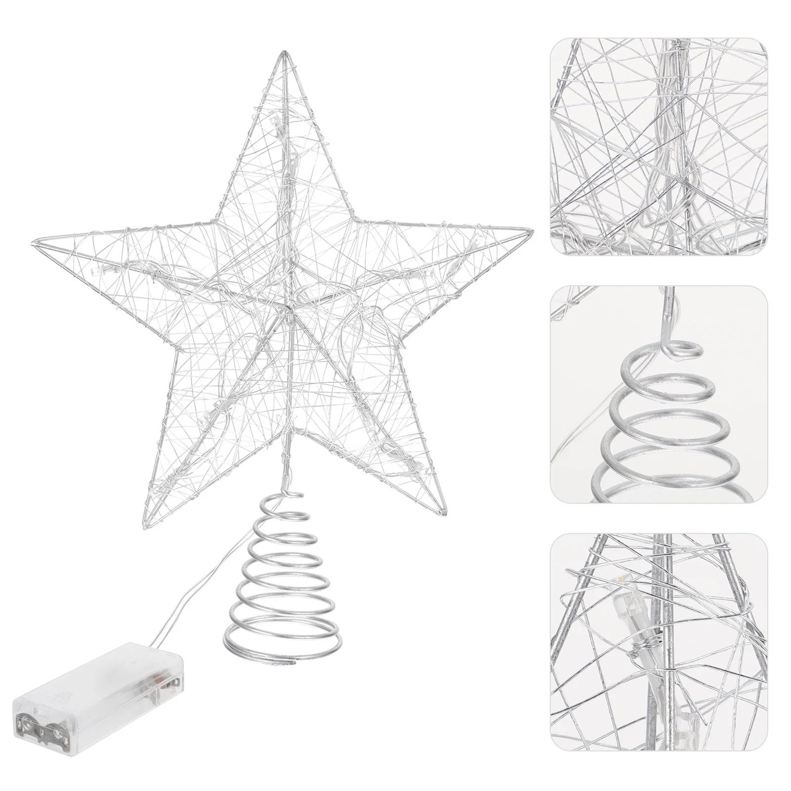 

NAMOARLY 1Pc Silver Iron LED Tree Top Star Christmas Tree Topper Holiday Decor Hugger Decoration