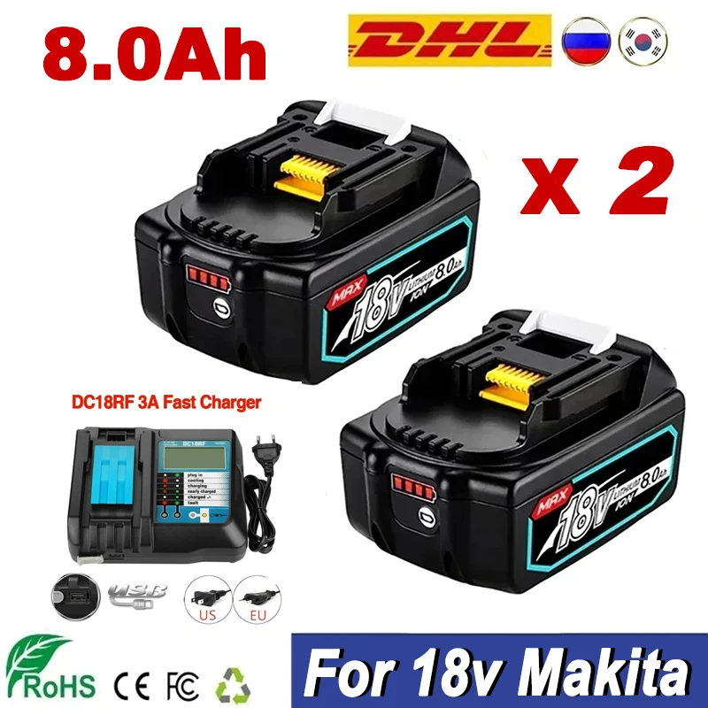 

Latest Upgraded BL1860 Rechargeable Battery 18 V 8000mAh Lithium ion for Makita 18v Battery BL1840 BL1850 BL1830 BL1860B LXT 400