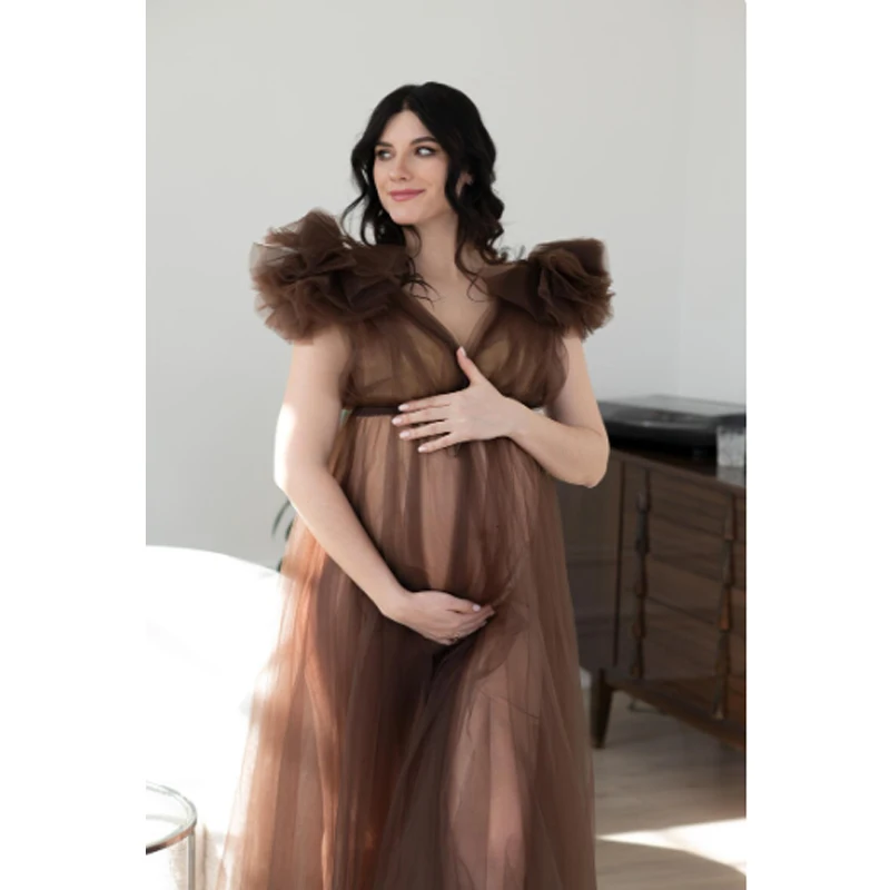 Sexy Voile Perspective robe de maternité séance Photo baby shower vestidos para embarazadas Photographie de vêtements de maternité