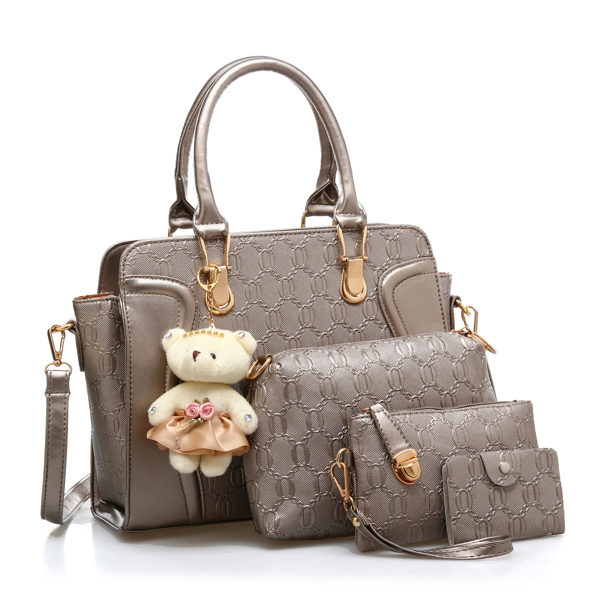 Women's 4PCS Handbag Set Fashion Tote Shoulder Crossbody Top Handle Bags Collection
