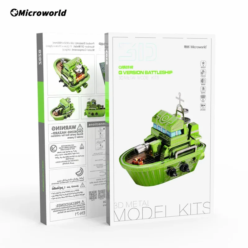 Microworld-juegos de rompecabezas de Metal 3D, Kits de modelos de acorazado militar, rompecabezas de corte láser DIY, juguetes, regalos de Navidad para niños y adultos