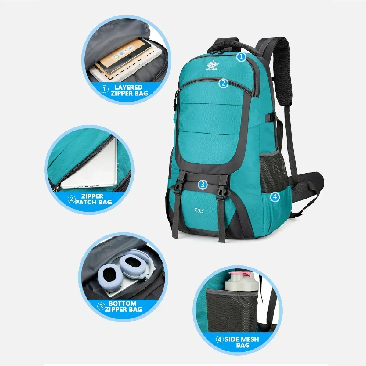 85L Large capacity travel bag, waterproof hiking and mountaineering bag, lightweight and high-quality outdoor backpack