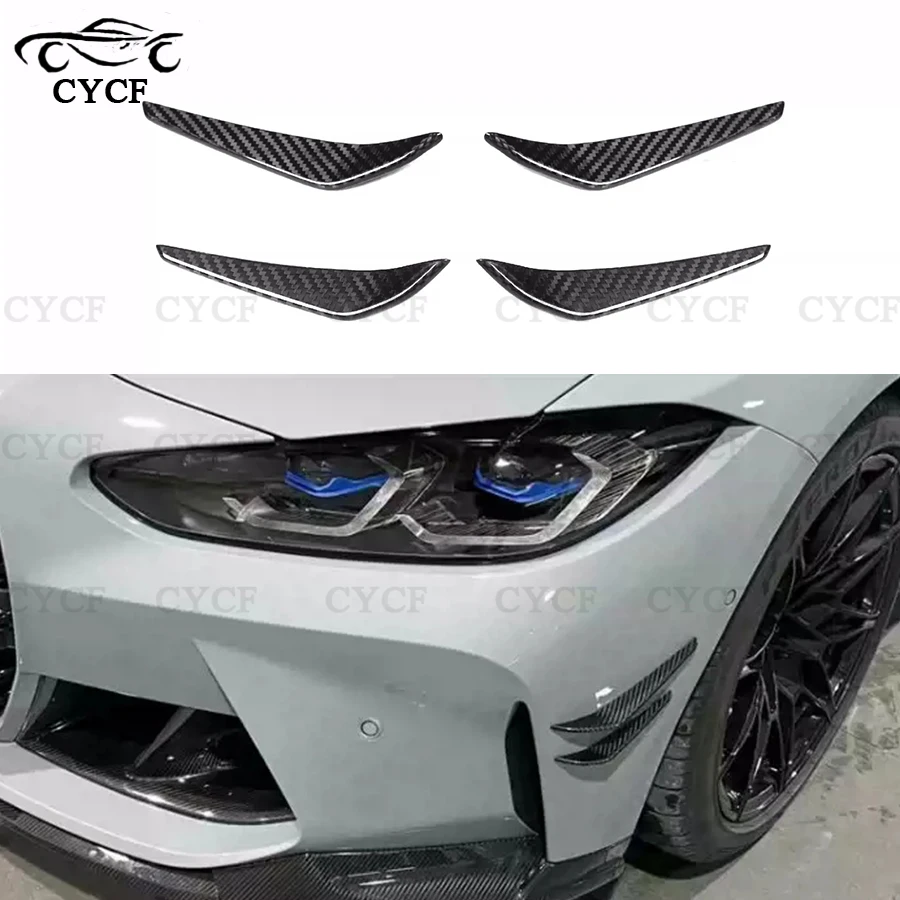 

4pcs/set Carbon Fiber For BMW G80 M3 G82 G83 M4 2021+ MP Style Front Bumper Canards Splitters Spoiler Bodykit Side Fin Flaps