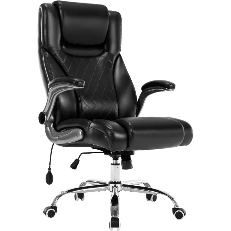 

Seevoo Executive Office Chair Desk Swivel Chair High Back Computer Chair - Adjustable Lumbar Support with Flip-Up Arms