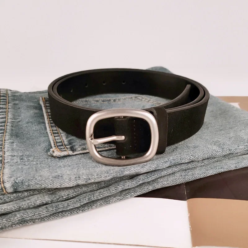 Brand Frosted Suede Leather Luxury Genuine Leather Women's Belt Cowhide Retro Matching Jeans High-end Feeling Belt