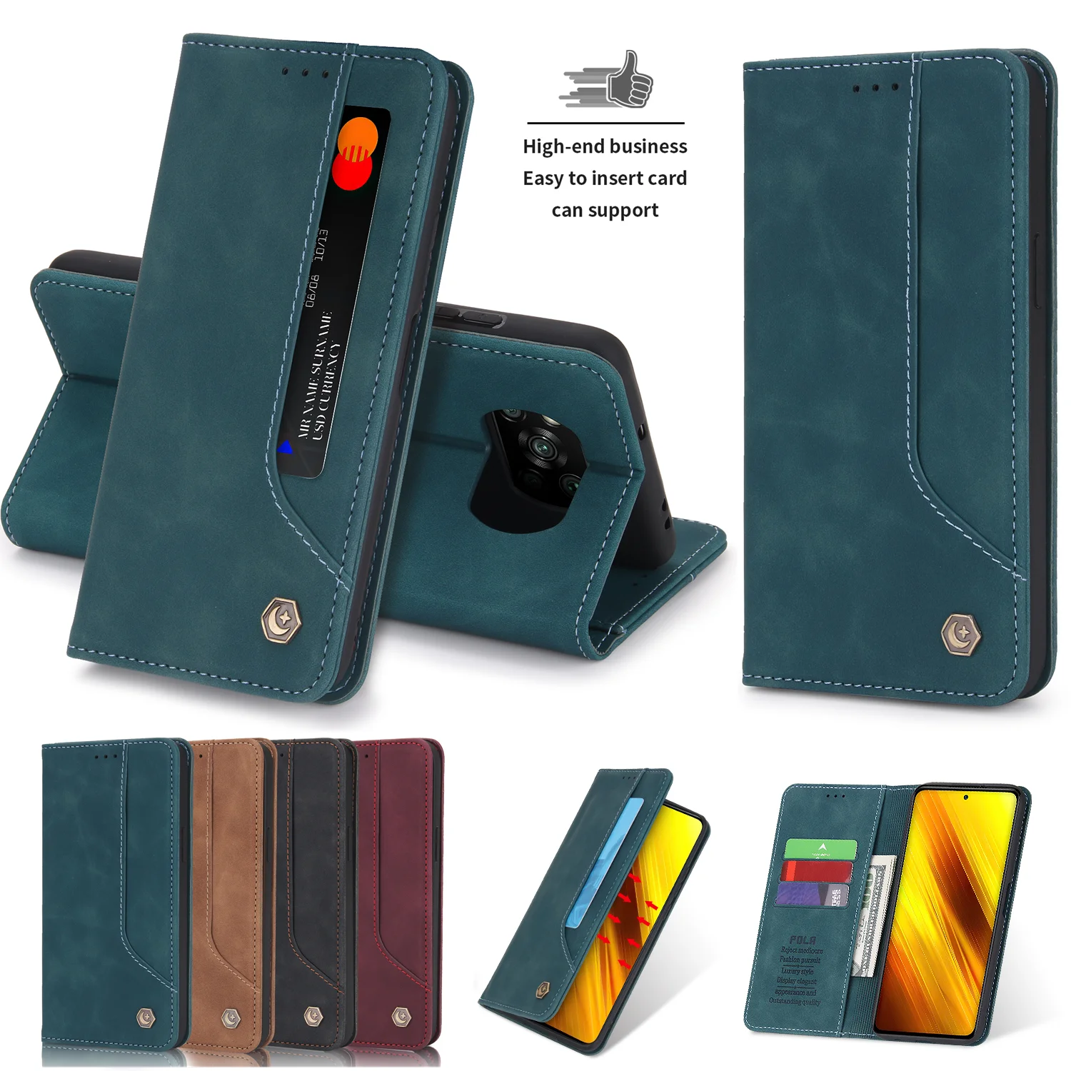 Business Flip Leather Case For Xiaomi Mi 12T 11T 11 Lite Poco X5 X4 Pro X3 F5 M4 M3 F3 GT F4 M5S C40 Magnetic Wallet Card Cover